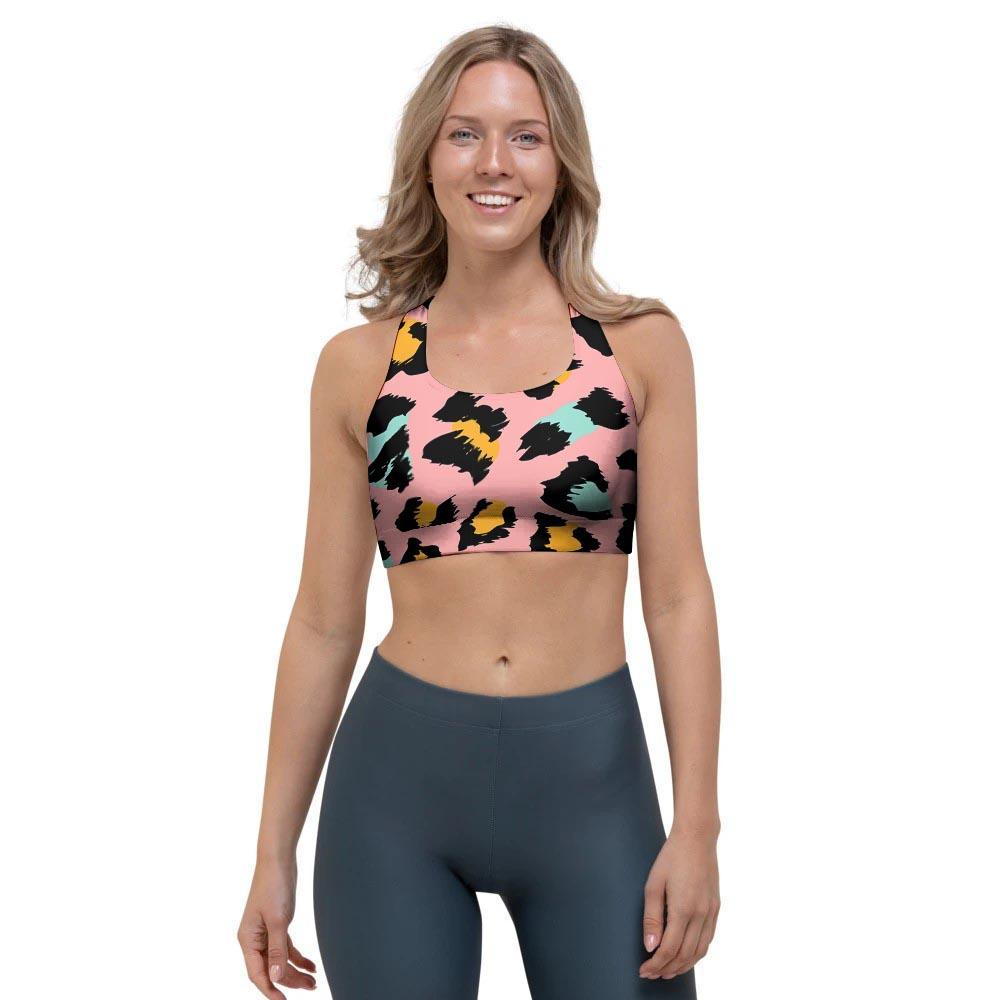 Pink Cheetah Print Sports Bra-grizzshop