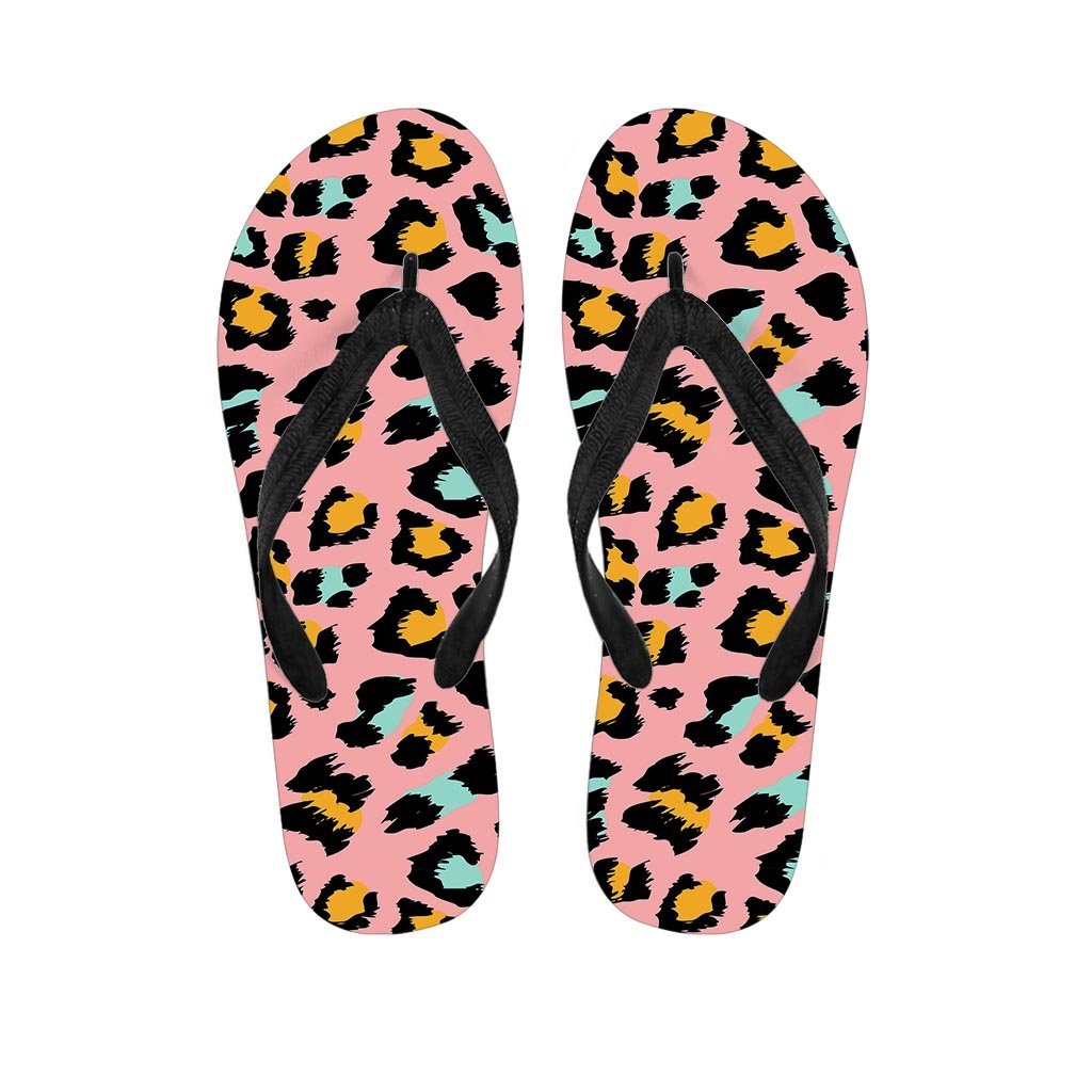 Pink Cheetah Print Women's Flip Flops-grizzshop