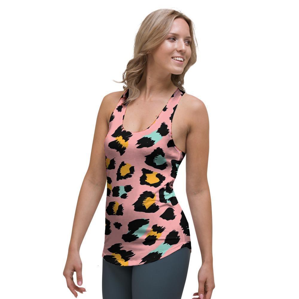 Pink Cheetah Print Women's Racerback Tank Top-grizzshop