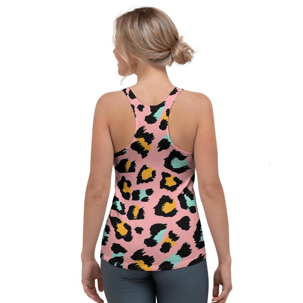 Pink Cheetah Print Women's Racerback Tank Top-grizzshop