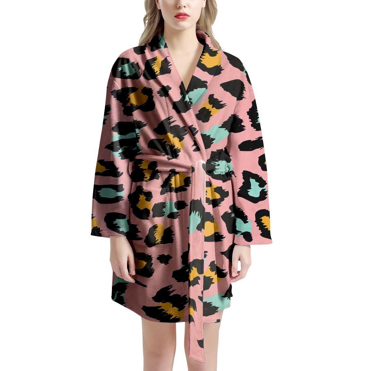 Pink Cheetah Print Women's Robe-grizzshop