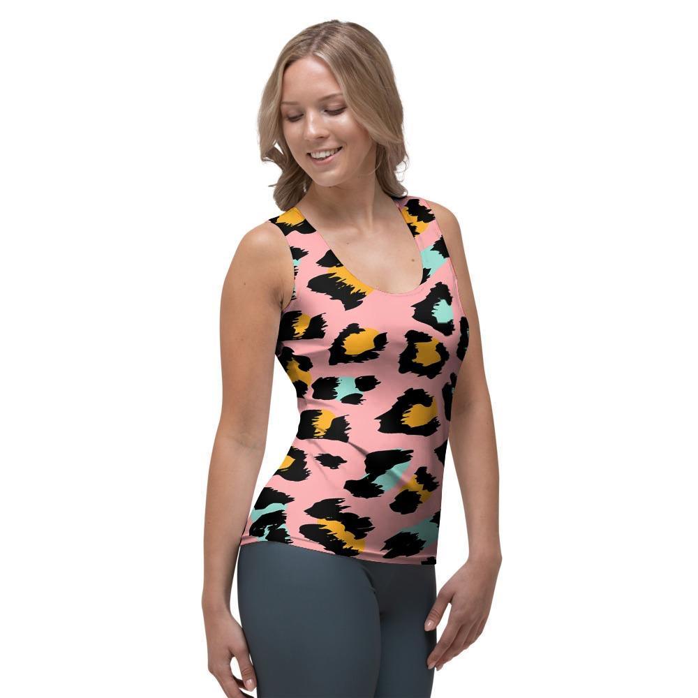 Pink Cheetah Print Women's Tank Top-grizzshop