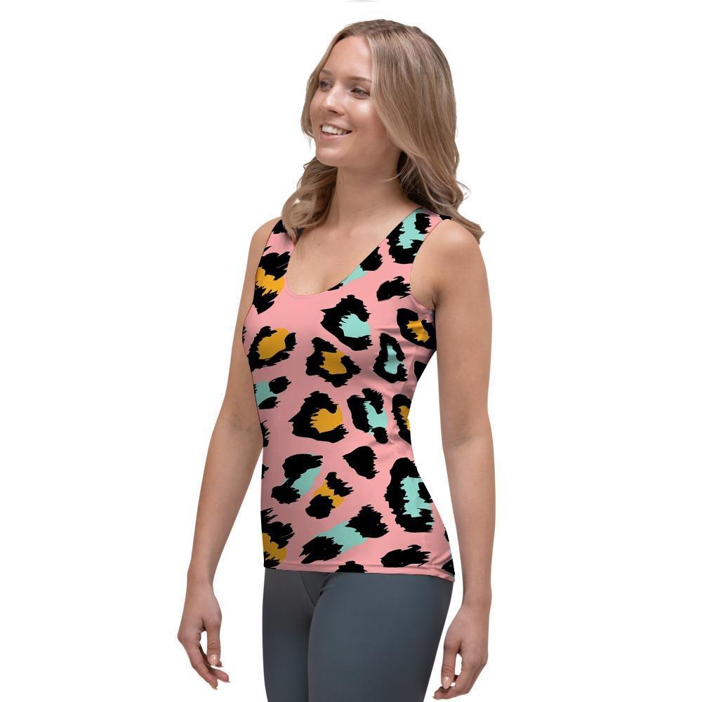 Pink Cheetah Print Women's Tank Top-grizzshop