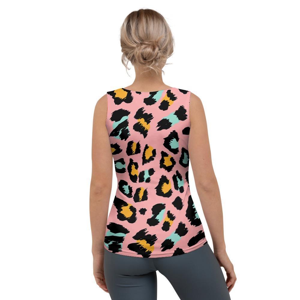Pink Cheetah Print Women's Tank Top-grizzshop