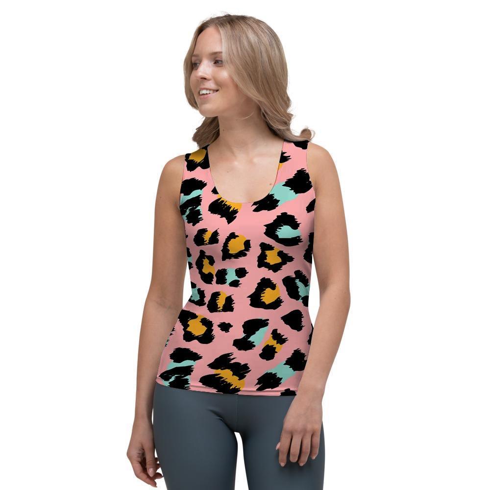 Pink Cheetah Print Women's Tank Top-grizzshop
