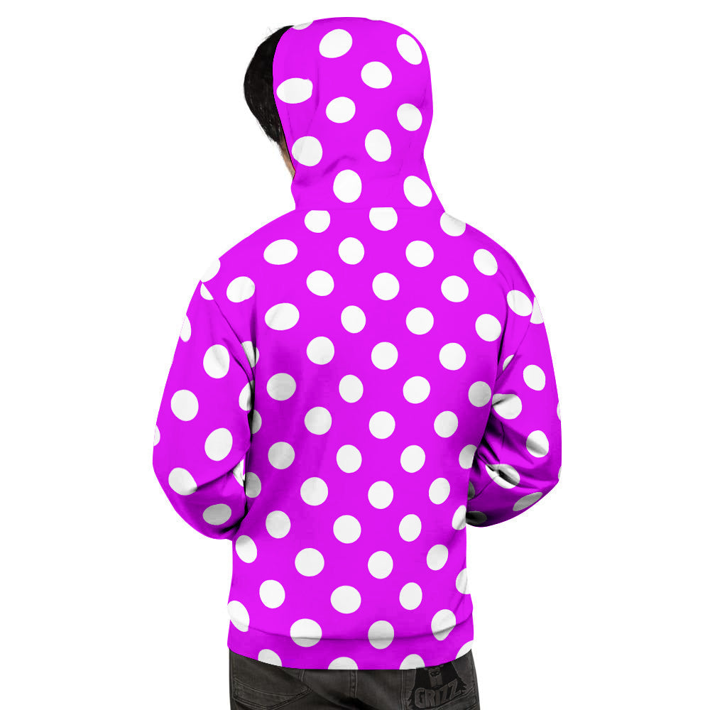 Pink Color Polka Dot Print Pattern Men's Hoodie-grizzshop