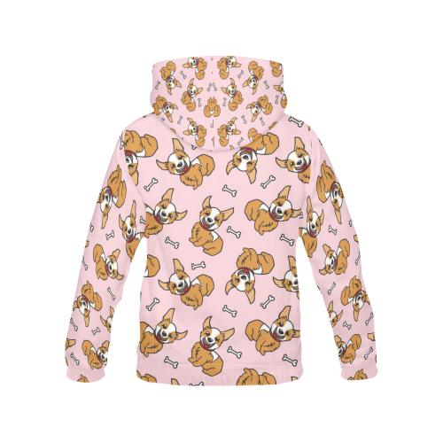 Pink Corgi Pattern Print Men Pullover Hoodie-grizzshop