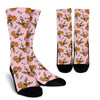 Pink Corgi Pattern Print Unisex Crew Socks-grizzshop