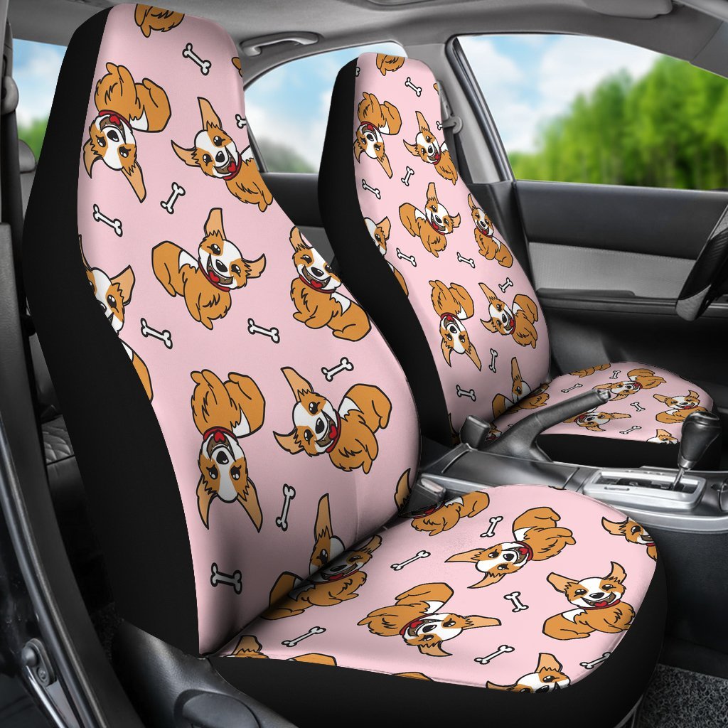 Pink Corgi Pattern Print Universal Fit Car Seat Cover-grizzshop