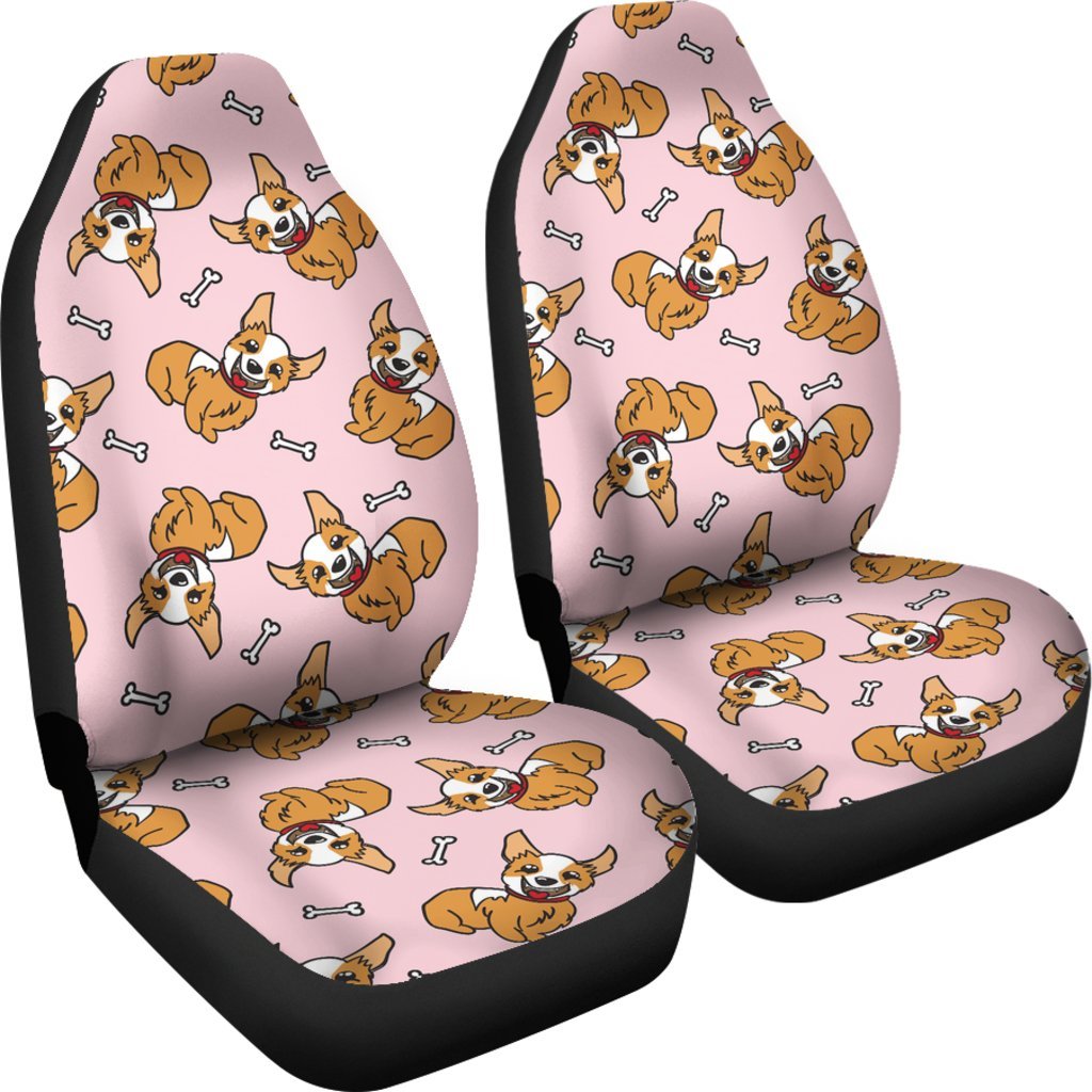 Pink Corgi Pattern Print Universal Fit Car Seat Cover-grizzshop