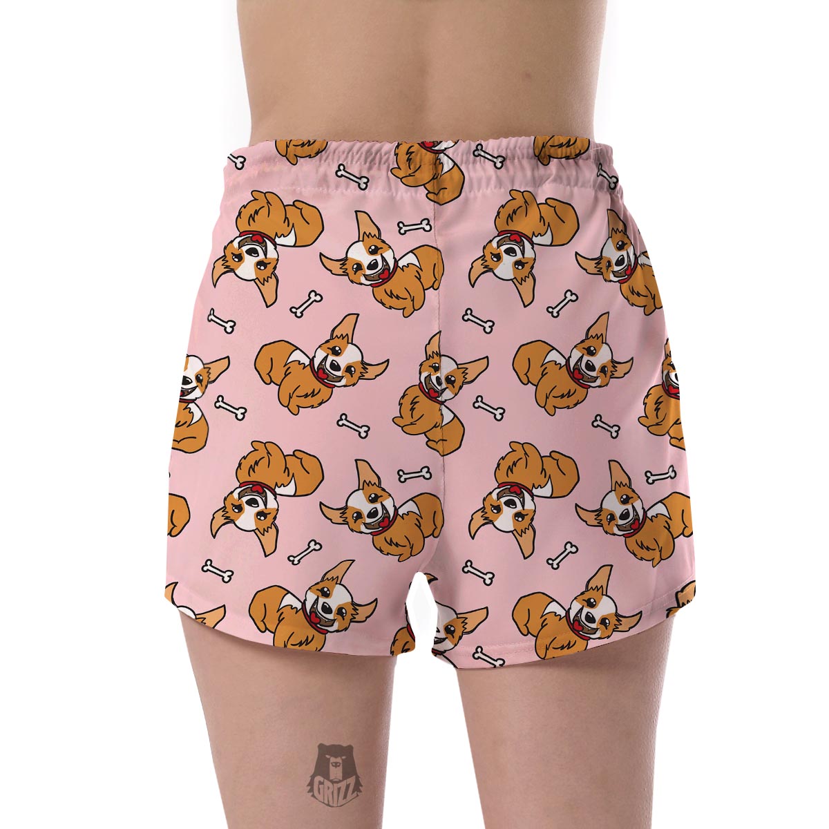 Pink Corgi Pattern Print Women's Shorts-grizzshop