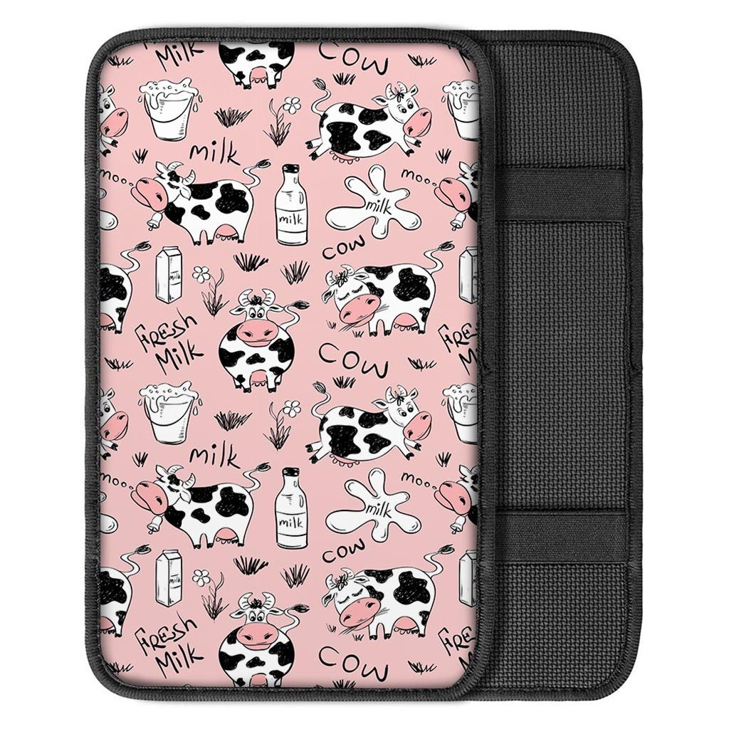 Pink Cow And Milk Print Car Console Cover-grizzshop