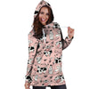 Pink Cow And Milk Print Hoodie Dress-grizzshop