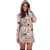 Pink Cow And Milk Print Hoodie Dress-grizzshop