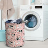 Pink Cow And Milk Print Laundry Basket-grizzshop