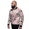 Pink Cow And Milk Print Men's Bomber Jacket-grizzshop