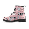 Pink Cow And Milk Print Men's Boots-grizzshop