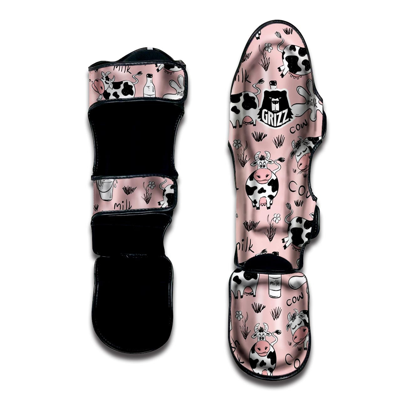 Pink Cow And Milk Print Muay Thai Shin Guard-grizzshop