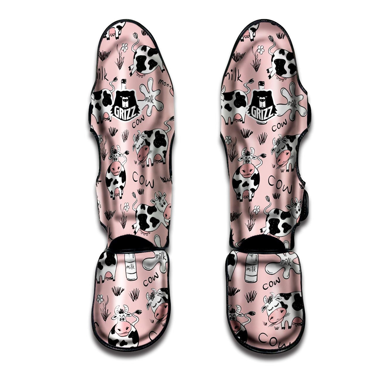 Pink Cow And Milk Print Muay Thai Shin Guard-grizzshop