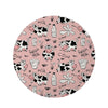 Pink Cow And Milk Print Round Rug-grizzshop