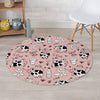 Pink Cow And Milk Print Round Rug-grizzshop