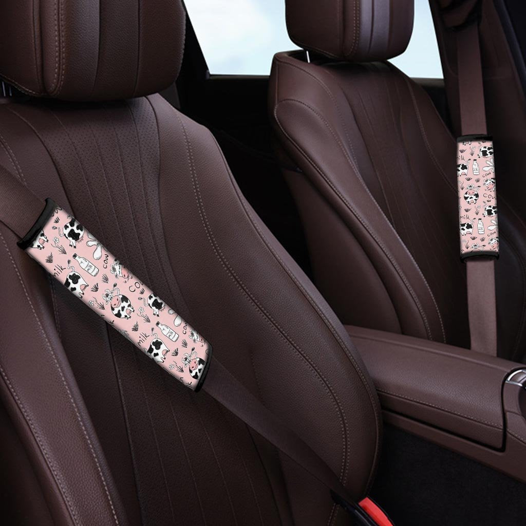 Pink Cow And Milk Print Seat Belt Cover-grizzshop