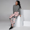 Pink Cow And Milk Print Women's Joggers-grizzshop