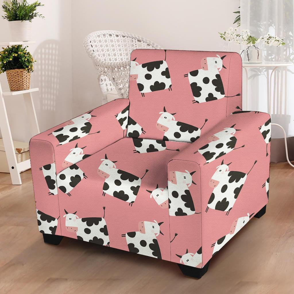 Pink Cow Pattern Print Armchair Cover-grizzshop