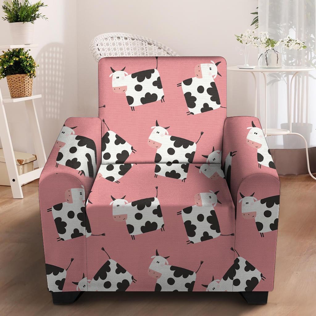 Pink Cow Pattern Print Armchair Cover-grizzshop