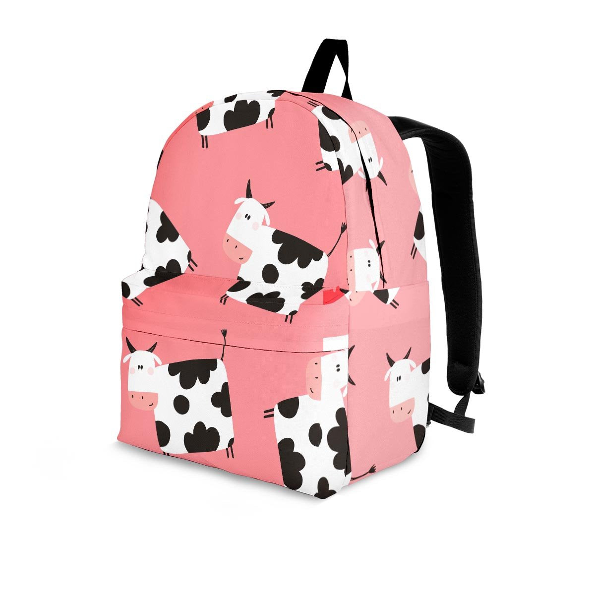 Pink Cow Pattern Print Backpack-grizzshop