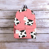 Pink Cow Pattern Print Backpack-grizzshop