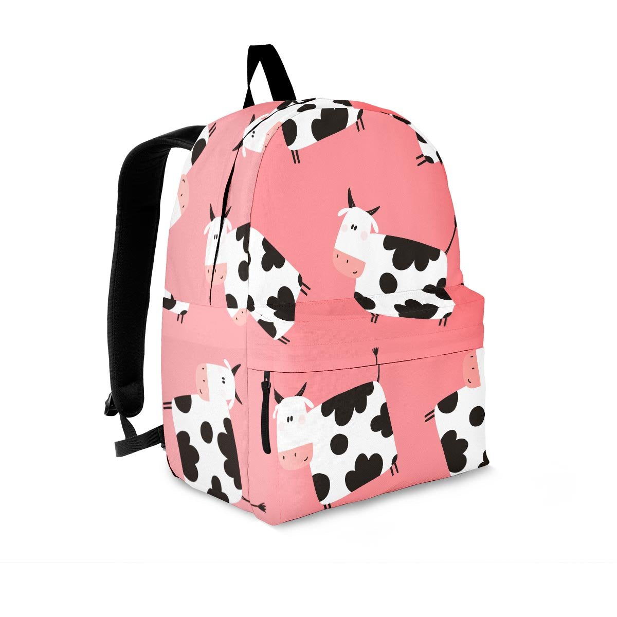 Pink Cow Pattern Print Backpack-grizzshop