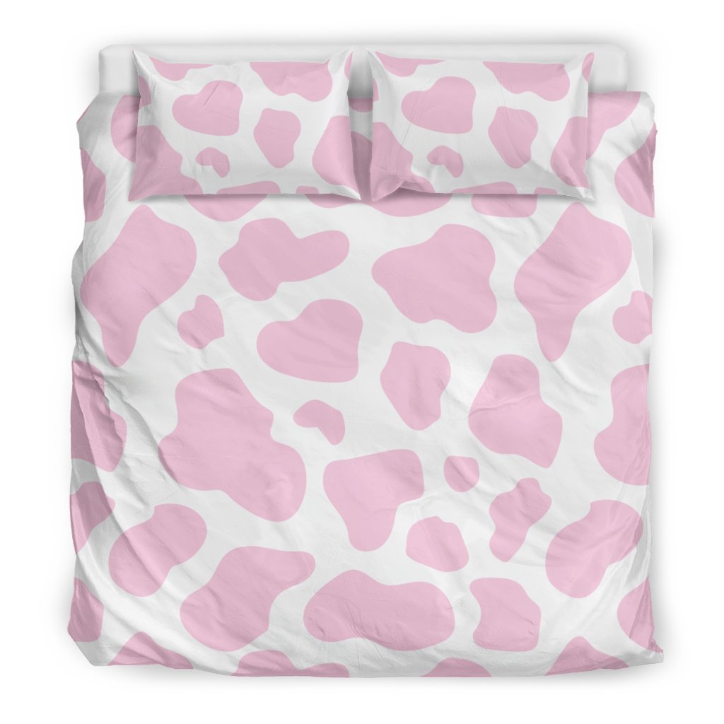 Pink Cow Pattern Print Duvet Cover Bedding Set-grizzshop
