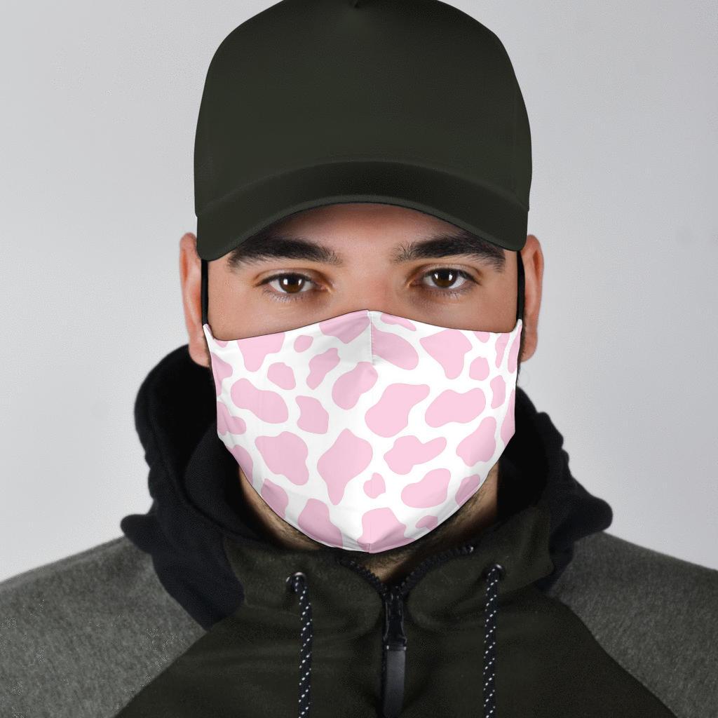 Pink Cow Pattern Print Face Mask-grizzshop