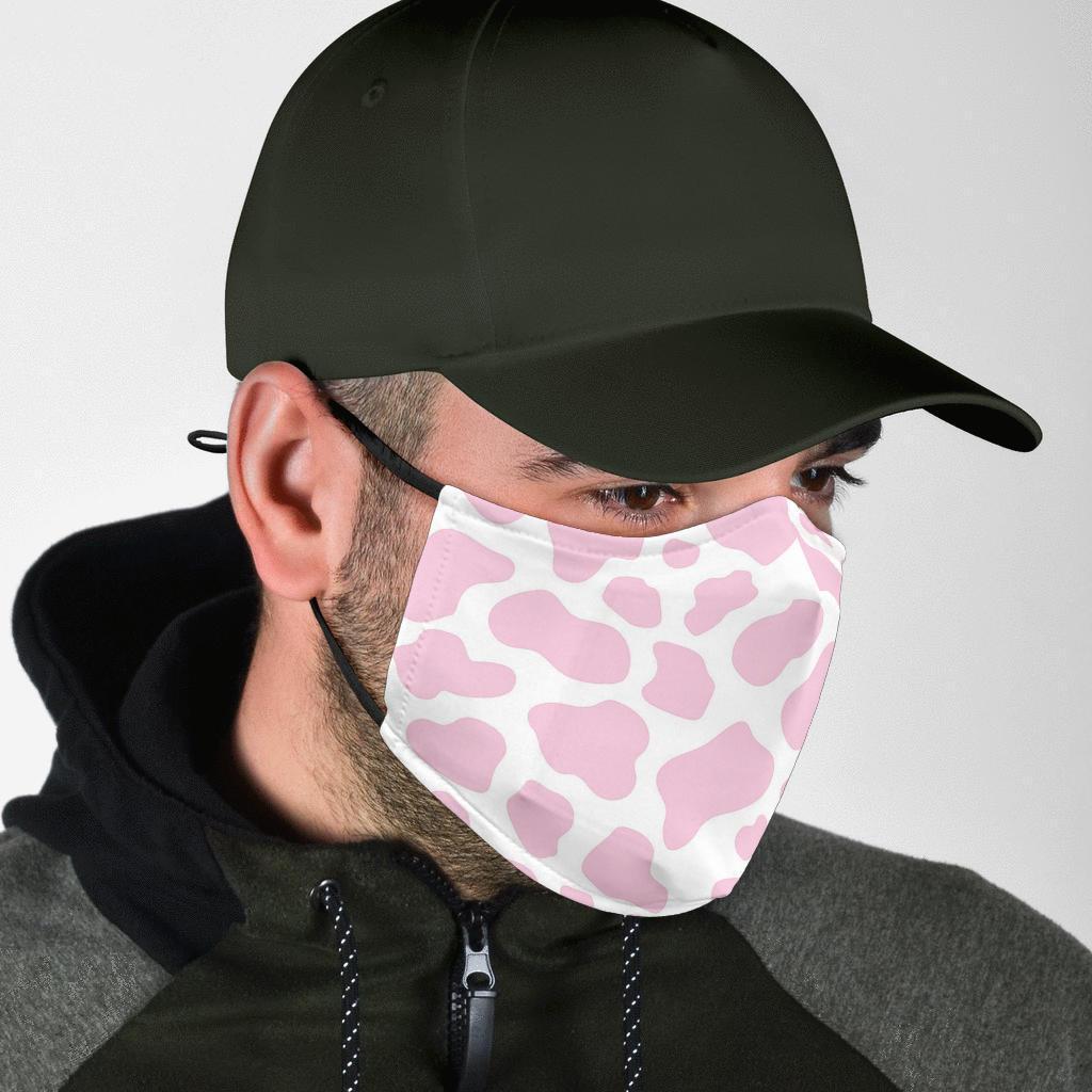 Pink Cow Pattern Print Face Mask-grizzshop