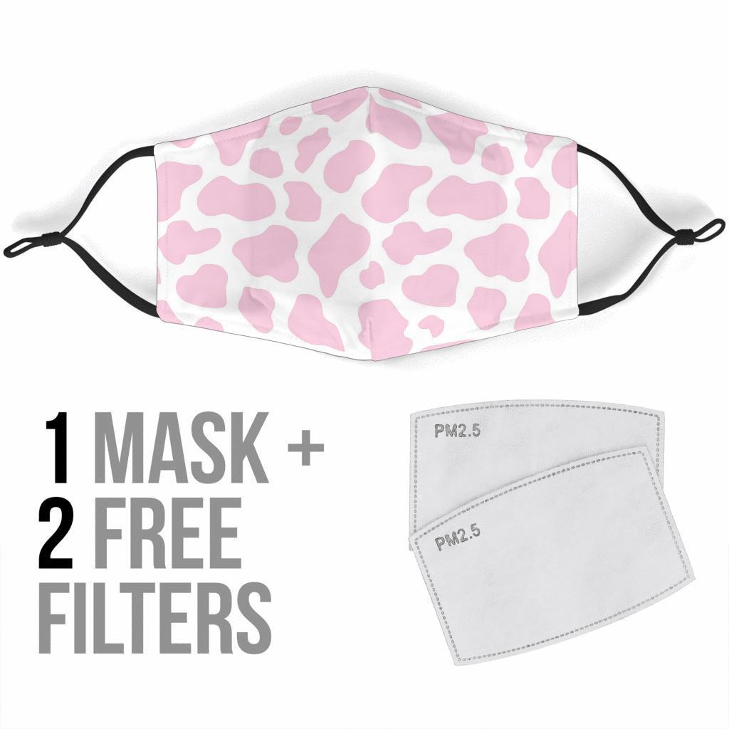 Pink Cow Pattern Print Face Mask-grizzshop