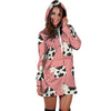 Pink Cow Pattern Print Hoodie Dress-grizzshop