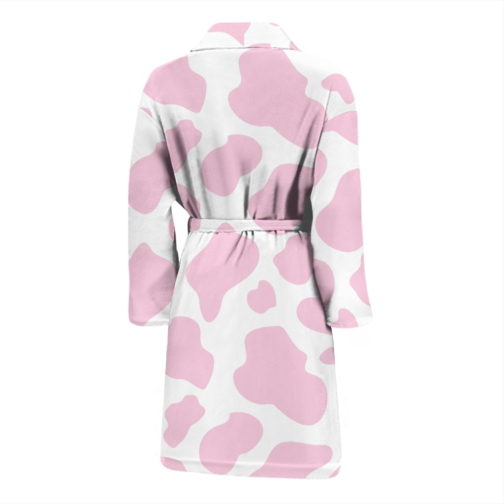 Pink Cow Pattern Print Men Long Robe-grizzshop