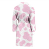 Pink Cow Pattern Print Men Long Robe-grizzshop