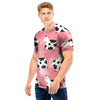 Pink Cow Pattern Print Men T Shirt-grizzshop