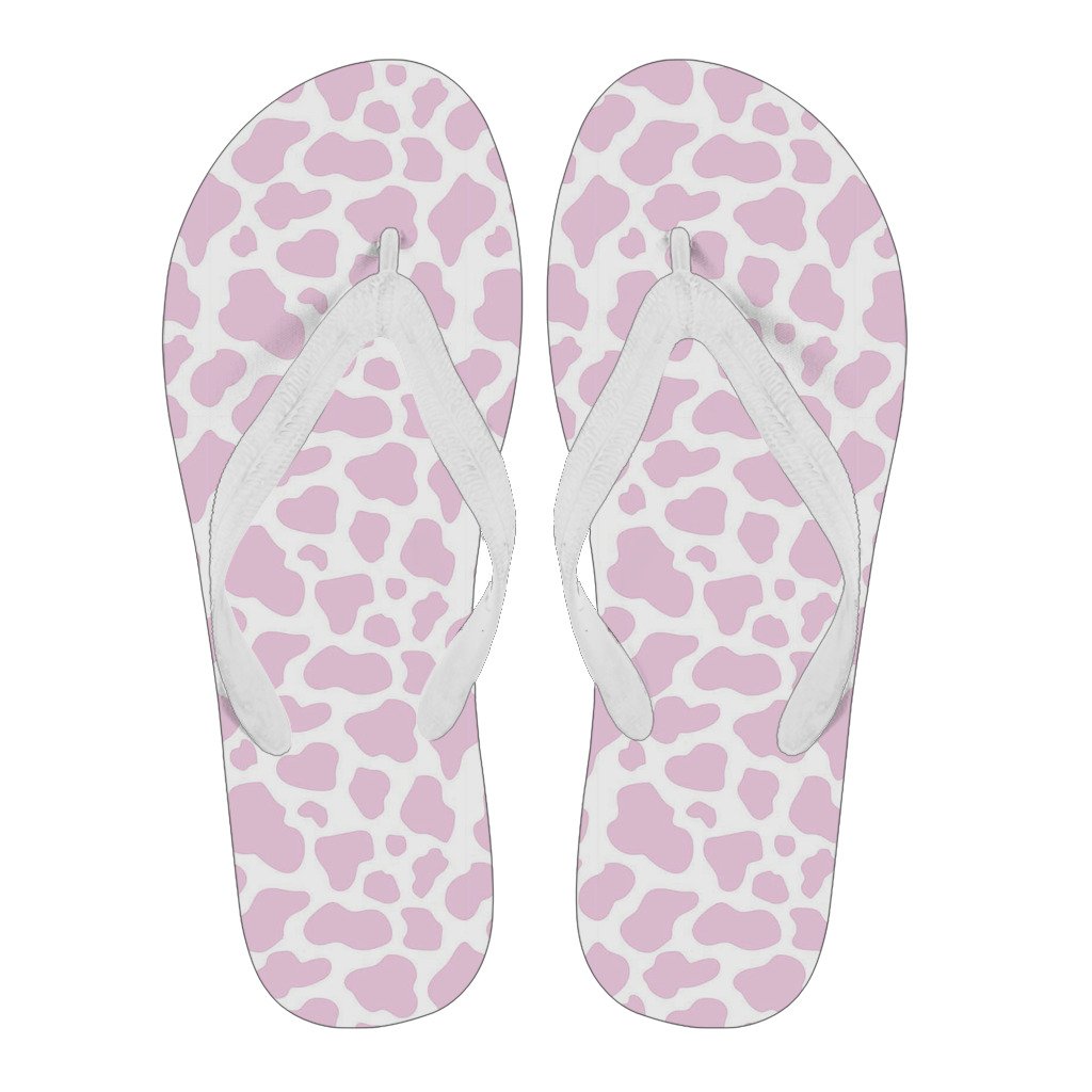 Pink Cow Pattern Print Men & Women Flip Flops-grizzshop