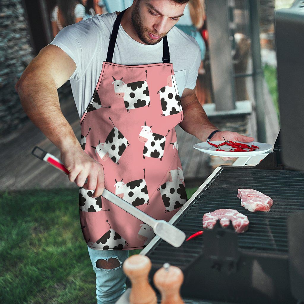 Pink Cow Pattern Print Men's Apron-grizzshop