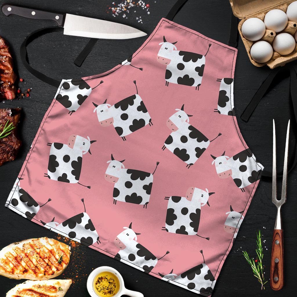 Pink Cow Pattern Print Men's Apron-grizzshop