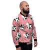 Pink Cow Pattern Print Men's Bomber Jacket-grizzshop