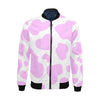 Pink Cow Pattern Print Men's Bomber Jacket-grizzshop