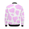 Pink Cow Pattern Print Men's Bomber Jacket-grizzshop