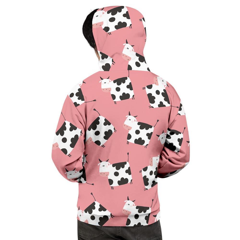 Pink Cow Pattern Print Men's Hoodie-grizzshop