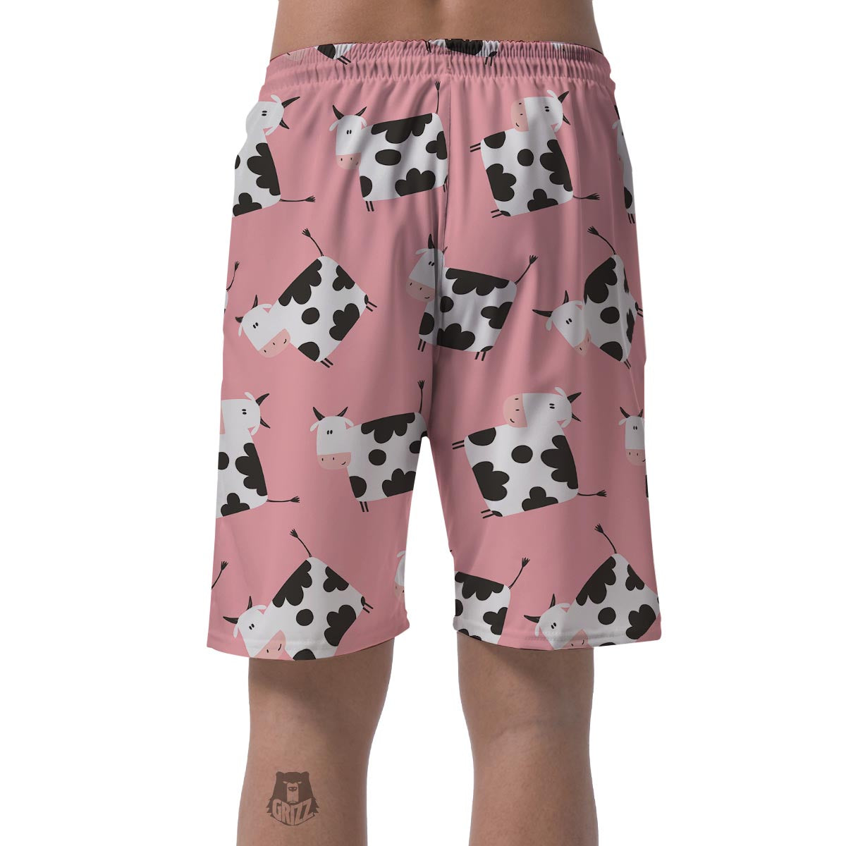 Pink Cow Pattern Print Men's Shorts-grizzshop