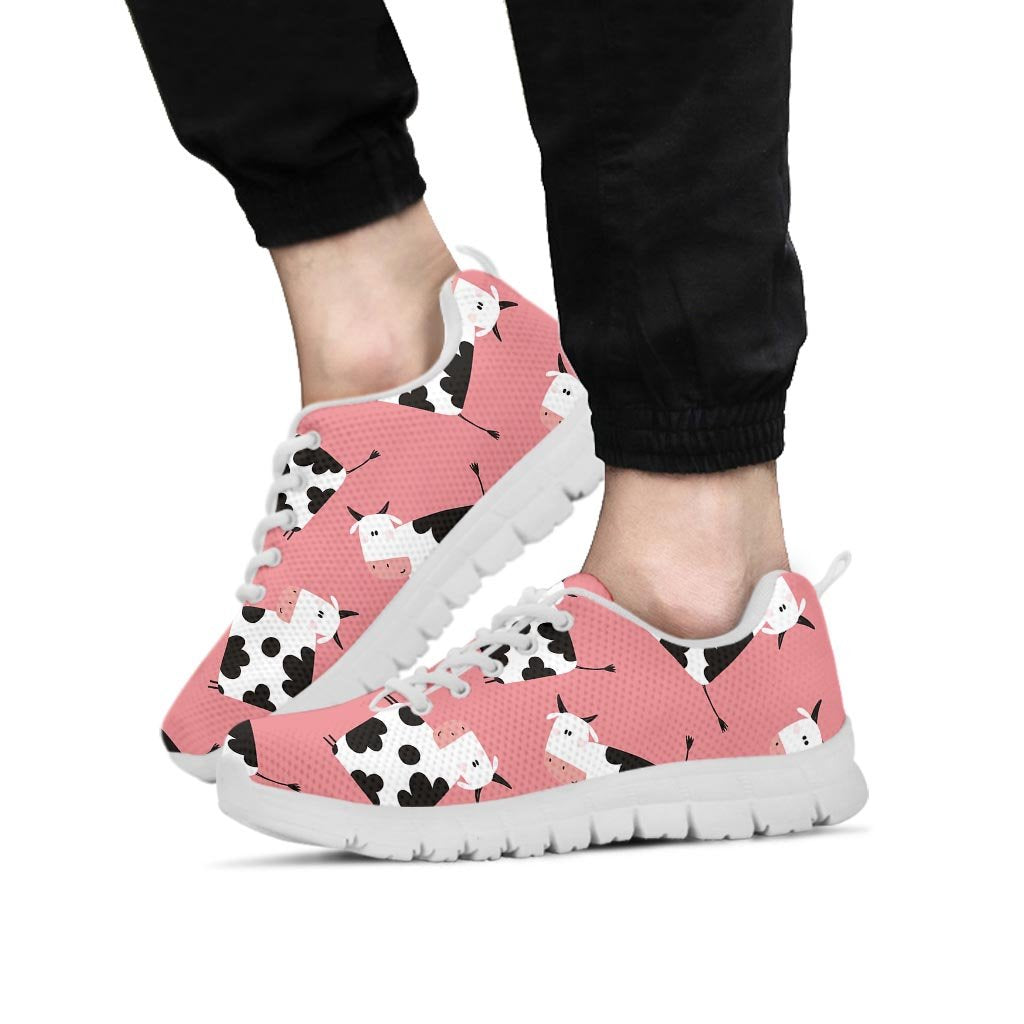 Pink Cow Pattern Print Men's Sneakers-grizzshop