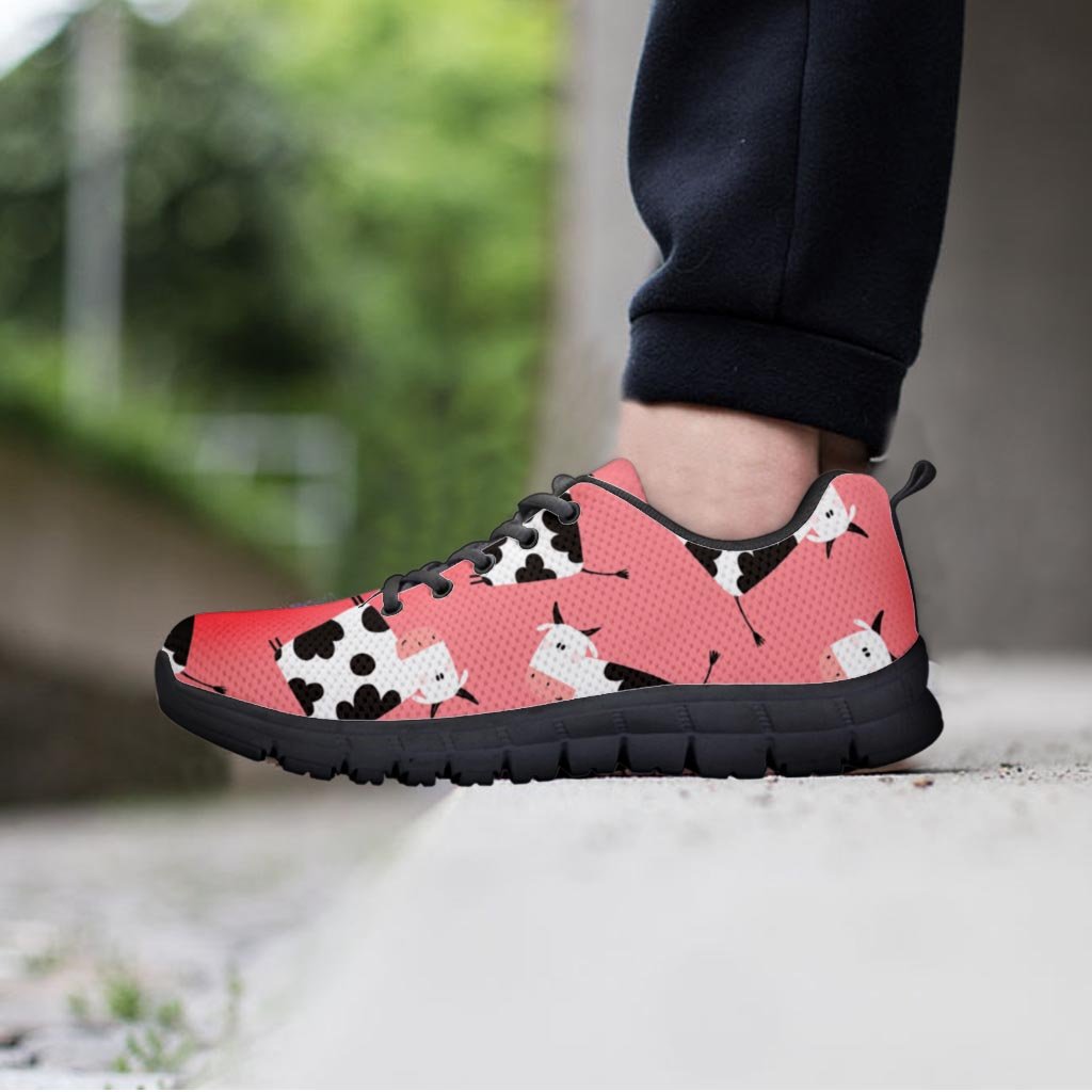 Pink Cow Pattern Print Men's Sneakers-grizzshop